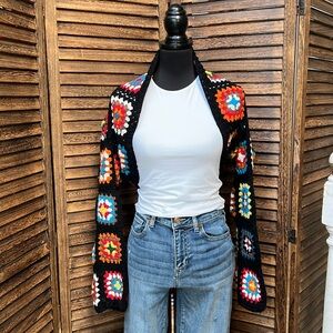 Super cute!!! Long Sleeve Crochet cropped Bolero/Shrug Sweater.